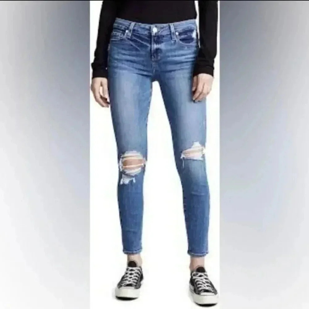 Paige Verdugo Mid Rise Skinny Distressed Ankle Size 27